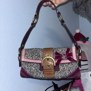 Coach Vintage Multicolor Brown Burgundy Tweed Soho Y2K Demi Shoulder Bag